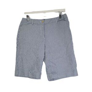 TALBOTS Womens The Perfect Short SZ 6 Seersucker Striped Bermuda Nautical Cotton